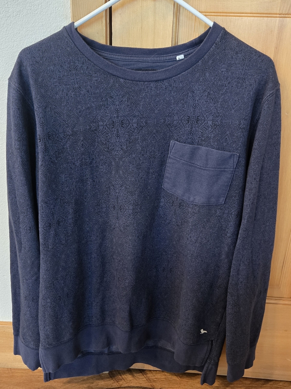 Modern Amusement Men's Navy Long-Sleeve Crewneck with Chest Pocket